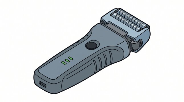 Isometric electric foil razor shaver icon for male grooming and personal care design.