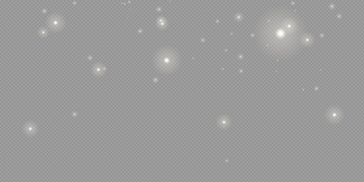 Snowfall, snowflakes in different shapes and forms. Snowflakes, snow background. Christmas snow for the new year.
