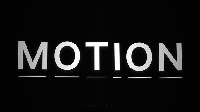 Minimalist motion typography graphic design with bold white text on black background