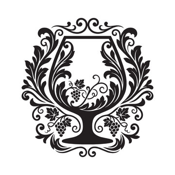 Ornate Victorian Wine Glass with Filigree Scrollwork and Ornamental Flourish Design