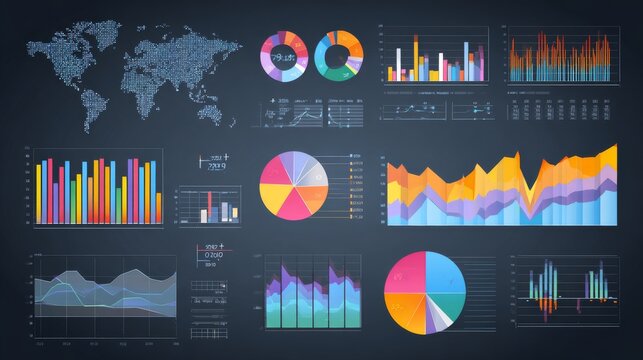 Business data dashboard for business intelligence analytics, marketing strategy planning, customer demand analysis, big data insights, sales performance tracking, predictive business forecasting, data