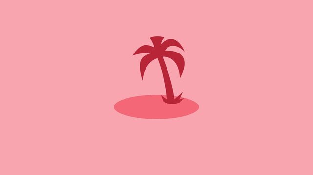 Uninhabited island tree shape icon red color animation