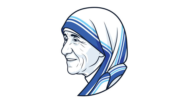 Portrait of mother teresa a vector illustration with a white background