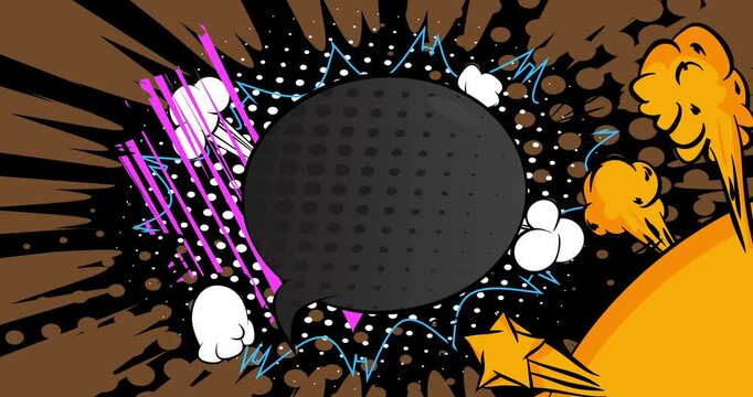 Cartoon background animation, comic book backdrop video. Retro comics pop art design.