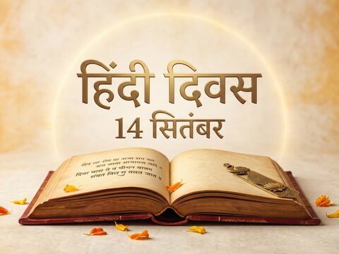 Hindi Diwas Literature Book with Devanagari Script