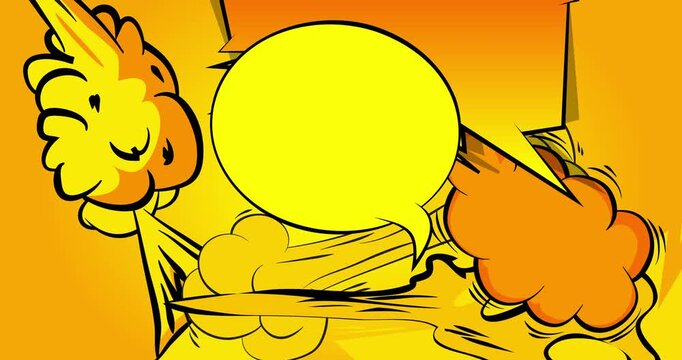Cartoon background animation, comic book backdrop video. Retro comics pop art design.