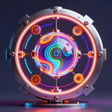  Futuristic Orb in Neon-Lit Circular Framework