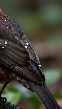Bird Wing with Water Droplets