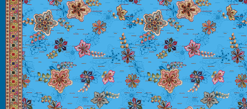 Seamless All Over Pattern Background Abstract Flowers Background