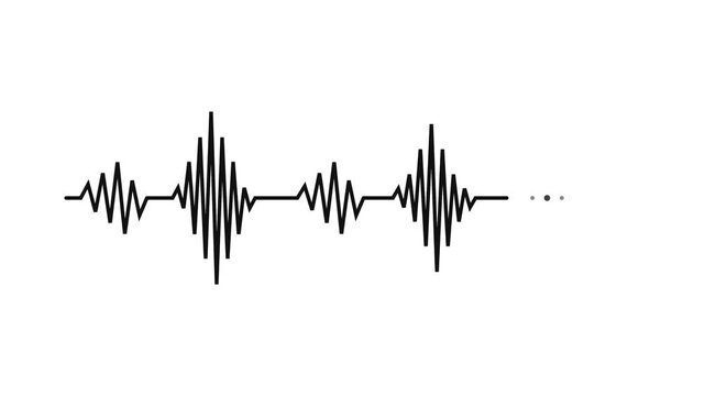 Sound wave visualization showing rhythmic digital pulse signals in this minimal vector motion graphic video clip