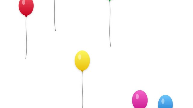 Multi colored balloons floating upwards in bright sky motion background clip for festive celebration party animation