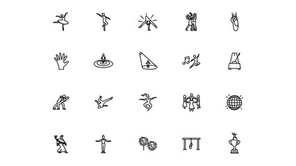 Collection of various dance and sports activity icons with transparent background © Laura