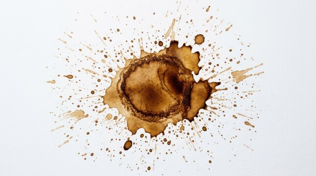Coffee stain splatter isolated on white background