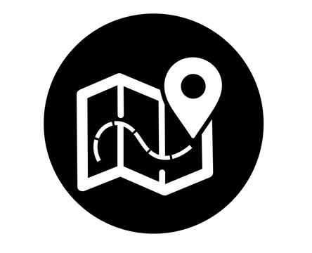 Map route navigation UI icon vector for travel direction and journey guide
