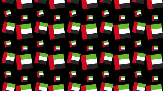 Seamless Pattern of United Arab Emirates National Flags on Black Background