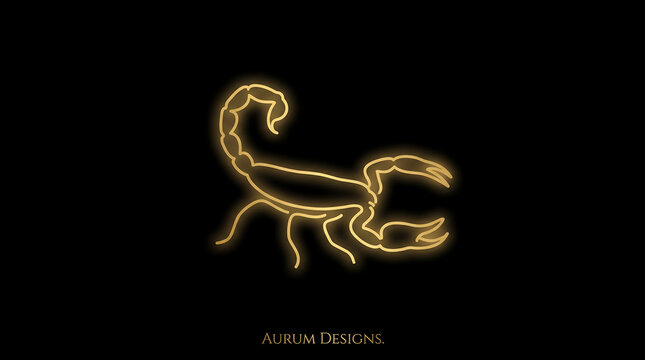 Golden shiny scorpion constellation zodiac astrology symbol