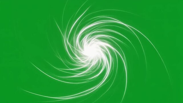 White Plasma Streamlines Swirling Around Invisible Core on Green Screen