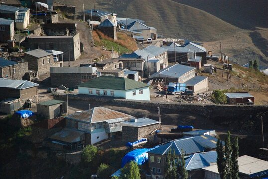 Xinaliq (Khinaliq) mountain village in northern Azerbaijan sorrounded by the Greater Caucasus Mountains