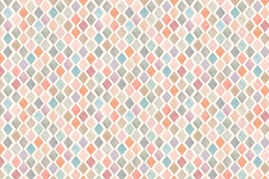 Geometric diamond pattern illustration with colorful pastel argyle shapes geometric seamless