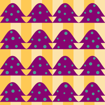 Retro Geometric Hill Pattern with Polka Dots