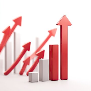 Red upward trend graph