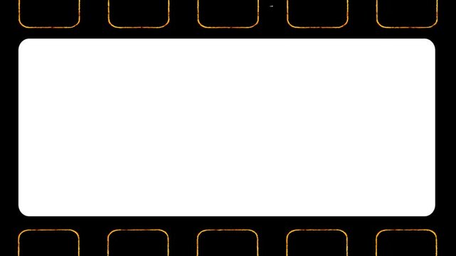 Film Frame Overlay, Vintage Film Strip Animation, Cinematic Frame Border, Movie Screen Transition, Retro Film Reel Effect, Black Film Strip Background, Classic Cinema Overlay