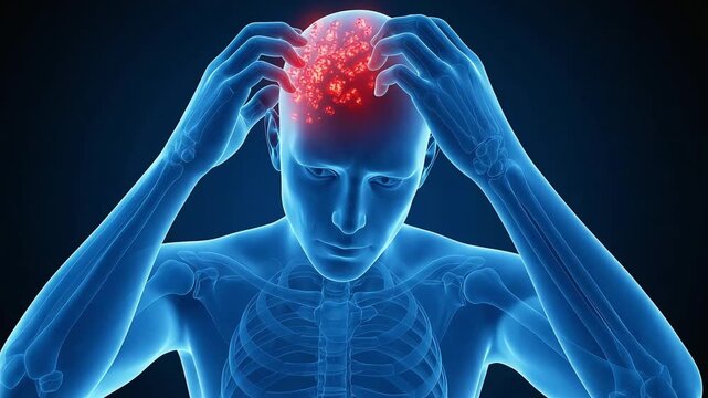 Medical CG illustration depicting scalp itchiness and stress.