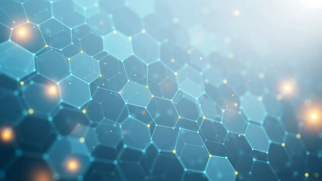 Abstract futuristic technology background with glowing blue hexagonal grid structure