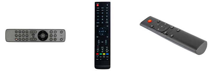Three different remote controls isolated on a white background © Huan
