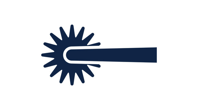 Dark blue metallic cowboy spur featuring sharp rotating rowel points on a simple clean design