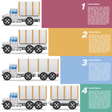 Cargo transportation. Side view. The template for the presentation. Vector illustration.