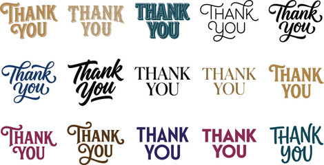 Obraz premium Handwritten thank you message repeated in colorful text on paper Vector