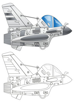 Military aircraft. Fighter. Isolated on white background. Vector illustration.