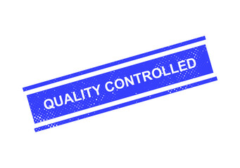Blue quality controller badge with text label isolated on transparent background © BillalHossan