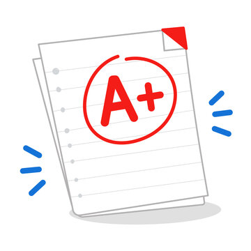 A Plus Grade School Paper Flat Vector Icon Illustration 