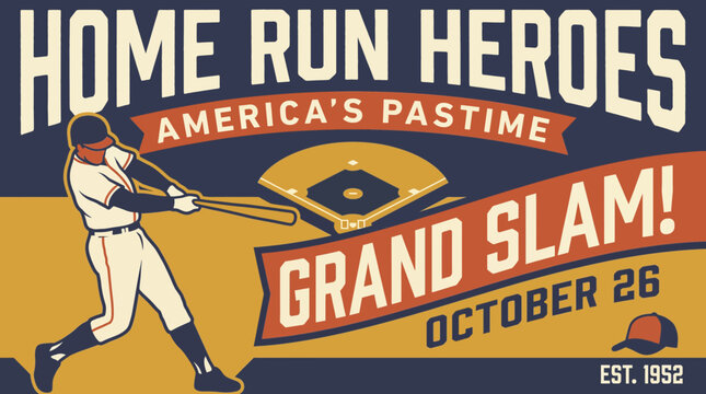 Retro Style Baseball Poster With Bold Typography