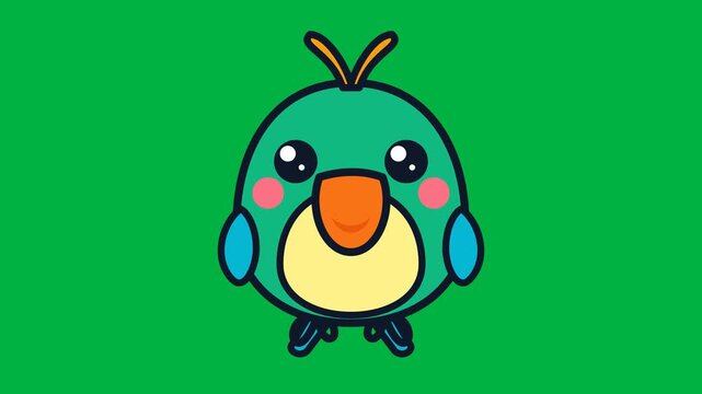 Vector animation style cute colorful cartoon parrot character design for digital assets