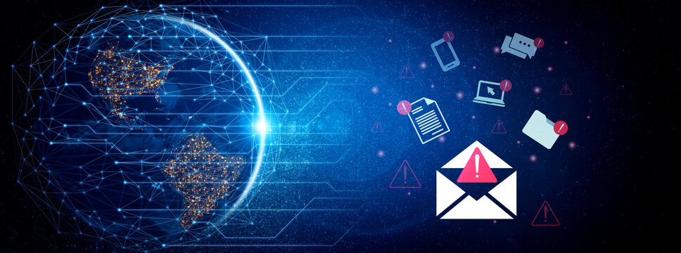 A conceptual image illustrating global networking with an email alert symbol, showcasing the intersection of technology and communication in today digital landscape. Gantry