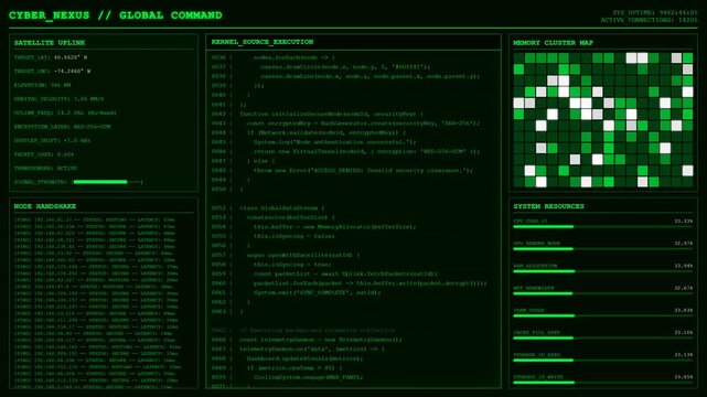 Cyber Nexus Global Command Satellite Network Terminal Screen Animation.