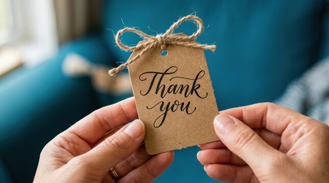 Hands Holding Thank You Craft Gift Tag