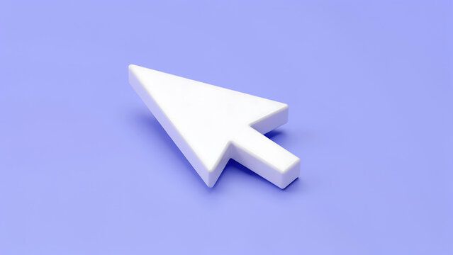 White computer mouse cursor arrow icon isolated on purple background