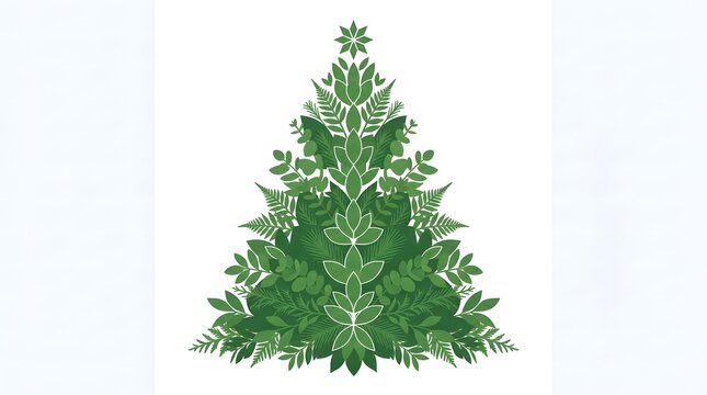 A digitally created symmetrical and vibrant green christmas tree design for the holiday season