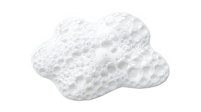 Fresh white soap foam puddle with delicate air bubbles isolated on transparent background for cleansing product branding and bathroom hygiene marketing visuals.