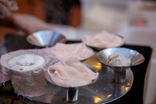 Putu piring traditional steamed rice cakes cooking process.