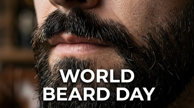 Close up of man face showing well groomed beard and mustache for celebration