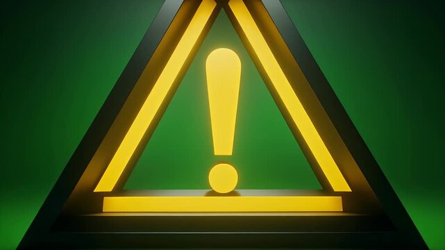 A repeating pattern of yellow exclamation point warning signs in black triangles against a green background.