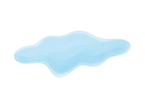 Ilustraci&oacute;n vectorial de un charco de agua azul claro con forma irregular aislada sobre un fondo blanco, ideal para dise&ntilde;o gr&aacute;fico, elementos de agua o conceptos de limpieza y naturaleza.