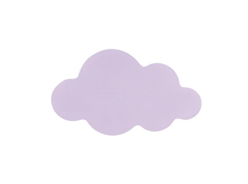 Una ilustraci&oacute;n vectorial minimalista de una nube de color lila suave aislada sobre un fondo blanco puro, ideal para dise&ntilde;os infantiles, decoraci&oacute;n de guarder&iacute;as y proyectos creativos.