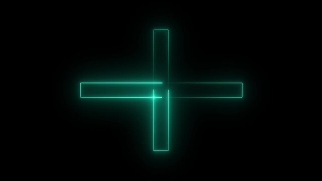 Neon glowing plus symbol icon simple positive plus 4k icon video.