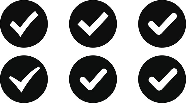 Set of check mark icons in circles representing task completion and success with icon set circle icons tick mark